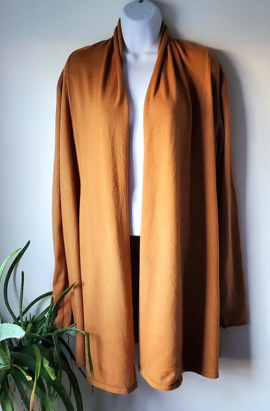 Dreamers Womens Soft Camel Orange Long Sleeve Cardigan Sweaters Size ML Cozy